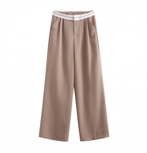 ZA-11 colorway patchwork design solid color zipper fly casual fashion women's pants trousers ZA-11 colorway patchwork design solid color zipper fly casual fashion women's pants trousers